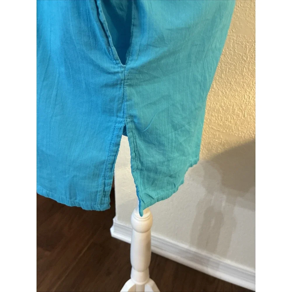 Lauren Ralph Lauren Turquoise Cotton Swim Coverup Tunic Small 100% Cotton
